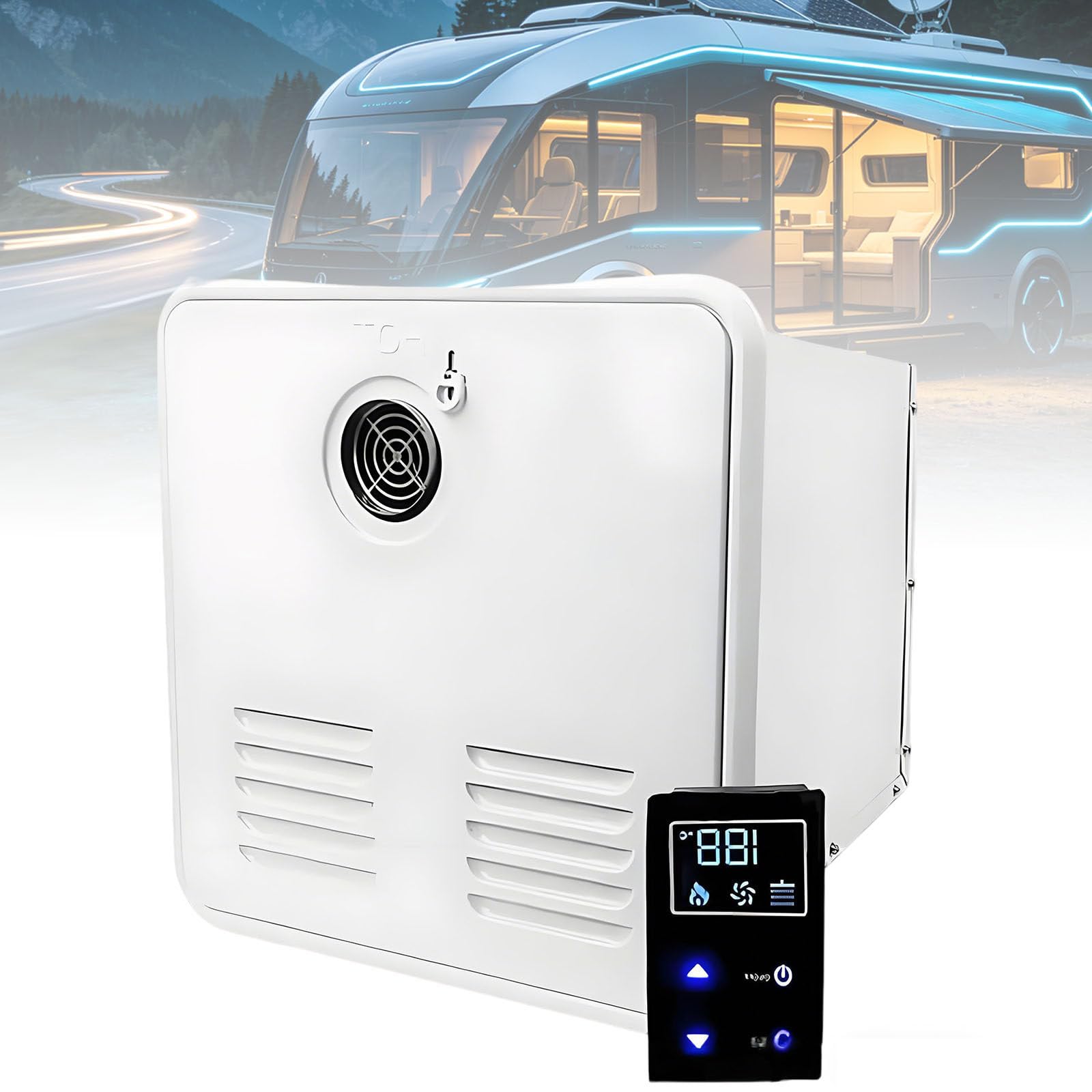Ymnogjie Rv Tankless Water Heater,55000 Btu Instant for Rv,12v Camper Water Heater with Double Water Outlet,for Camping,Trips,Rv White