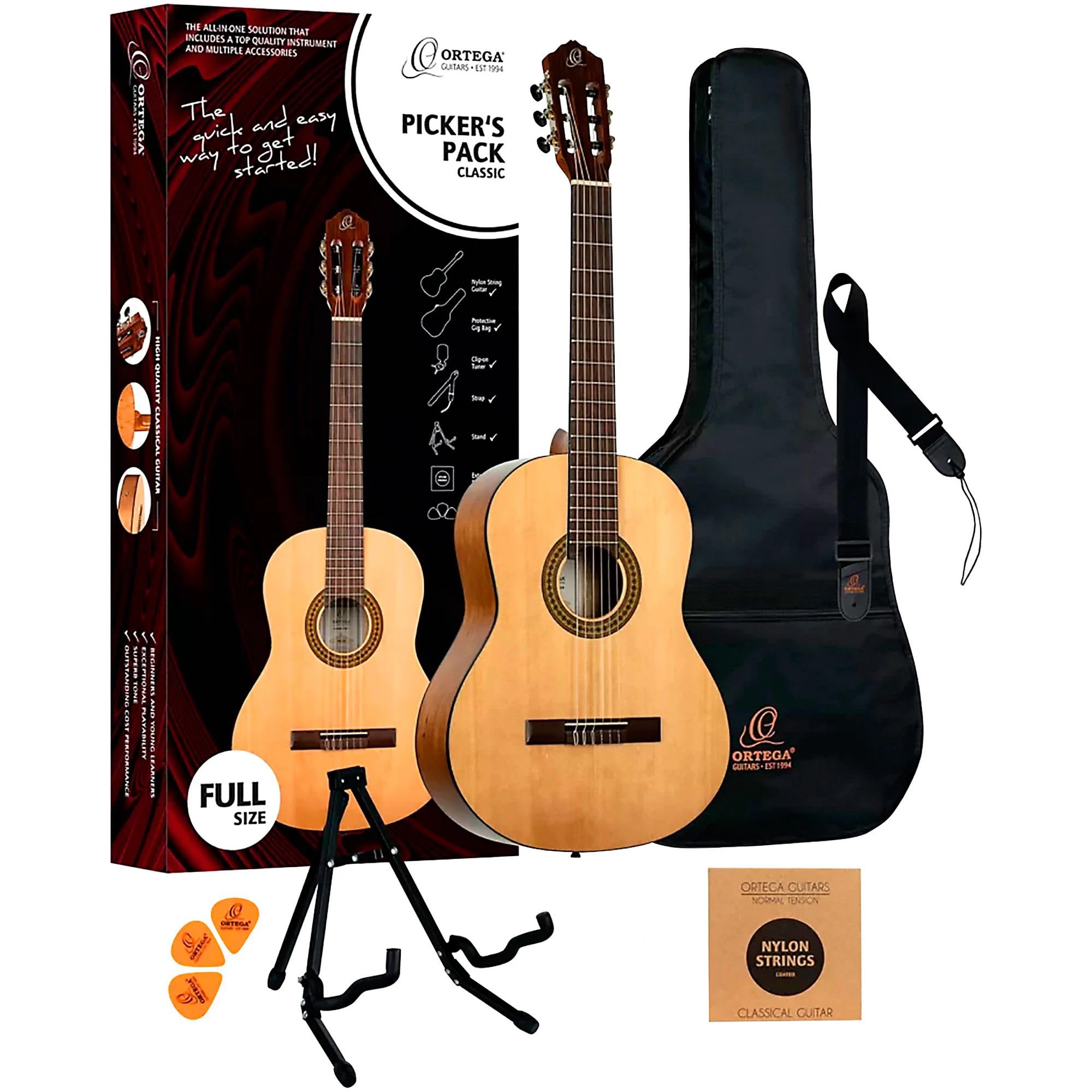 Amazon.com: Ortega Guitars RPPC44 Picker's Pack Student Series