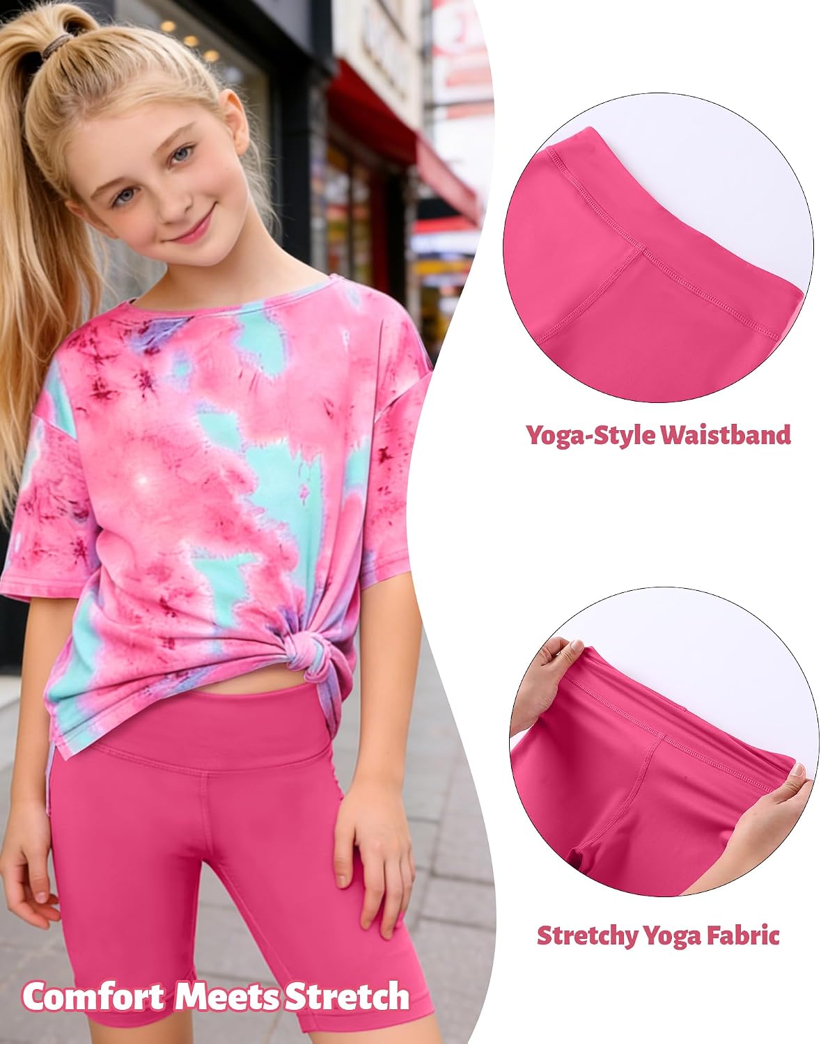 WESIDOM Girls Summer 2 Piece Outfits Sporty High Low T-Shirt and Biker Shorts Set Tween Girls Trendy Clothes 5–13Y