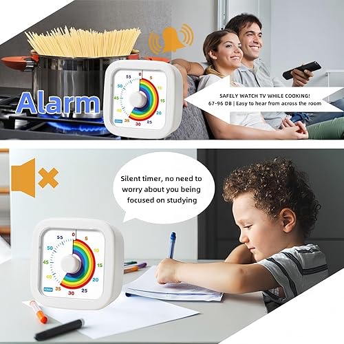 Miniatura 4 de Temporizador visual de 60 minutos, temporizador de cuenta regresiva para niños y adultos, temporizadores de cocina para cocinar, temporizador