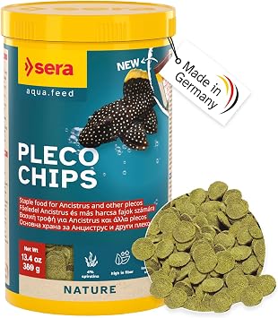 Sera Pleco Chips 13.4 oz./0.84lbs | Premium Fish Food for Ancistrus & Plecos | High Fiber | No Dyes & Preservatives | Supports Digestion & Promotes Healthy Growth | Ideal for Bottom Feeders
