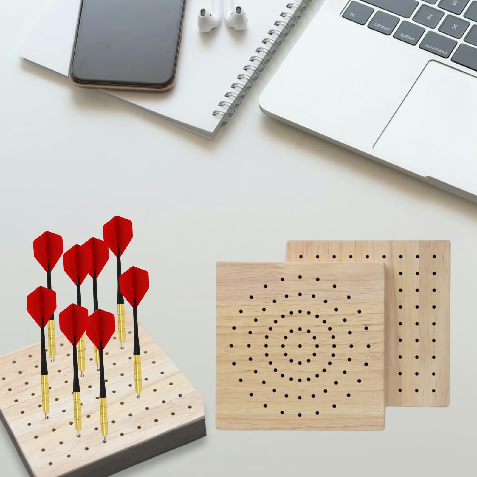 4 Stück Naturholz Dartpfeile Halterung Darthalter Holz mit Unterschiedliche Platzierung der Löcher Dart Aufbewahrung, Dart Ständer für Steeldarts, Softdarts, Lebensmittelanzeige, DIY Basteln