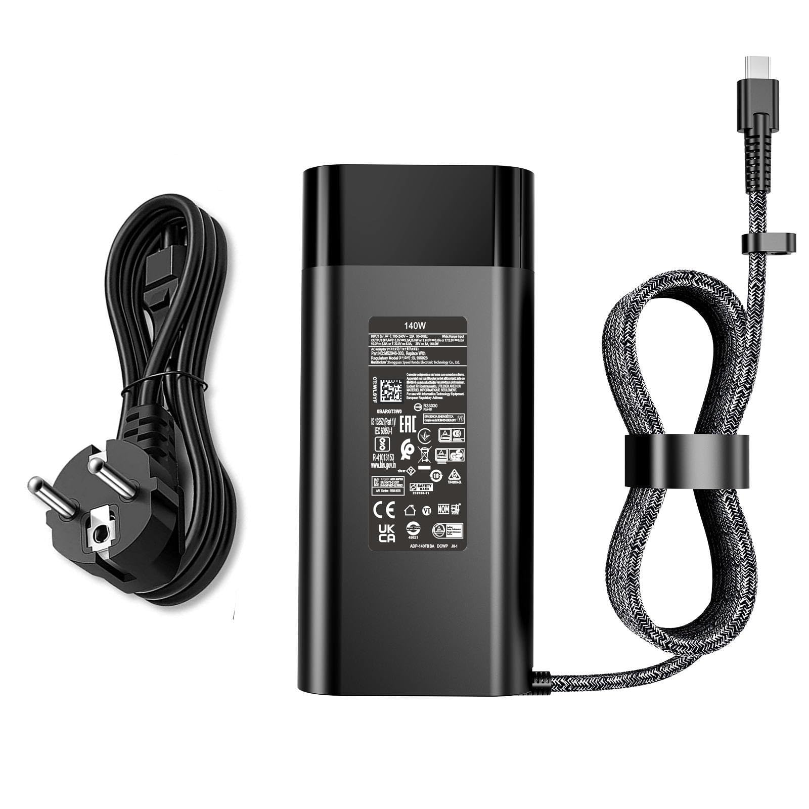 Alimentatore di rete USB-C da 140 W, 28 V, 5 A, compatibile con HP Spectre x360 2 in 1 16-aa0097nr, Omen Transcend 14 14-fb0013dx, 14-fb0097nr, TPN-LA29, N22282-01, TPN-DA29 , PA-114 Adattatore di