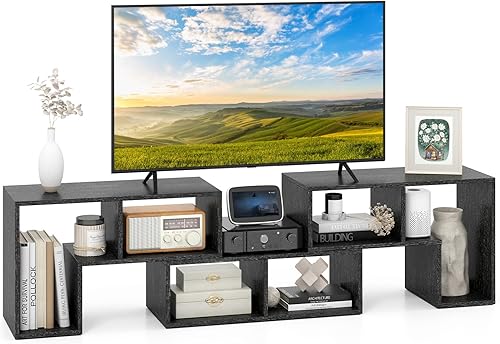 Miniatura 14 de GOFLAME Soporte de consola de TV de 3 piezas, moderno centro de entretenimiento para televisores de pantalla plana de 50, 55, 60, 65 pulgadas