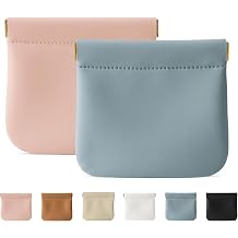 2 Pcs Small Makeup Bag for Purse, Upgrade Organosilicone Mini Makeup Pouch for Women with Snap Closure Clamp, Portable Small Cosmetic Bag Travel Storage Pouch for Coin Lipstick Pink + Blue