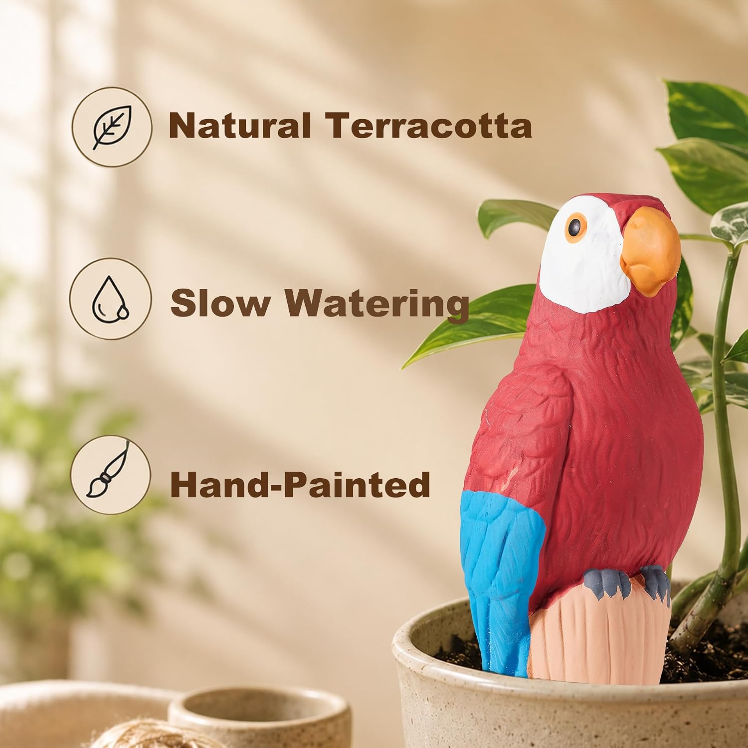 YesWhat Terracotta Watering Spikes Slow Release Watering Stakes 4-Pack image 3