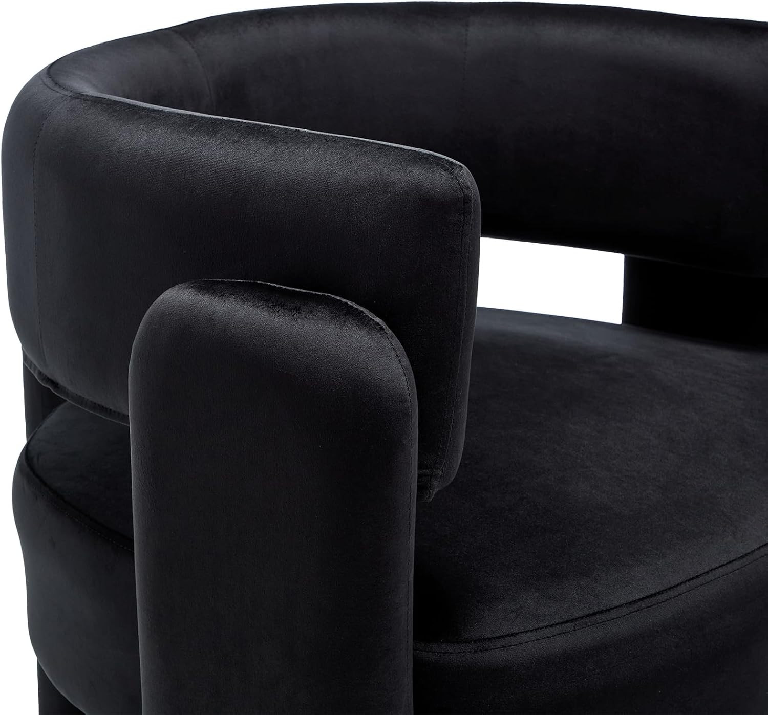Barrel Accent Chairs Set of 2, Mid Century Modern Upholstered Living Room Chairs with Wooden Legs, Comfy Velvet Reading Arm Chair for Bedroom, Makeup Room, Black