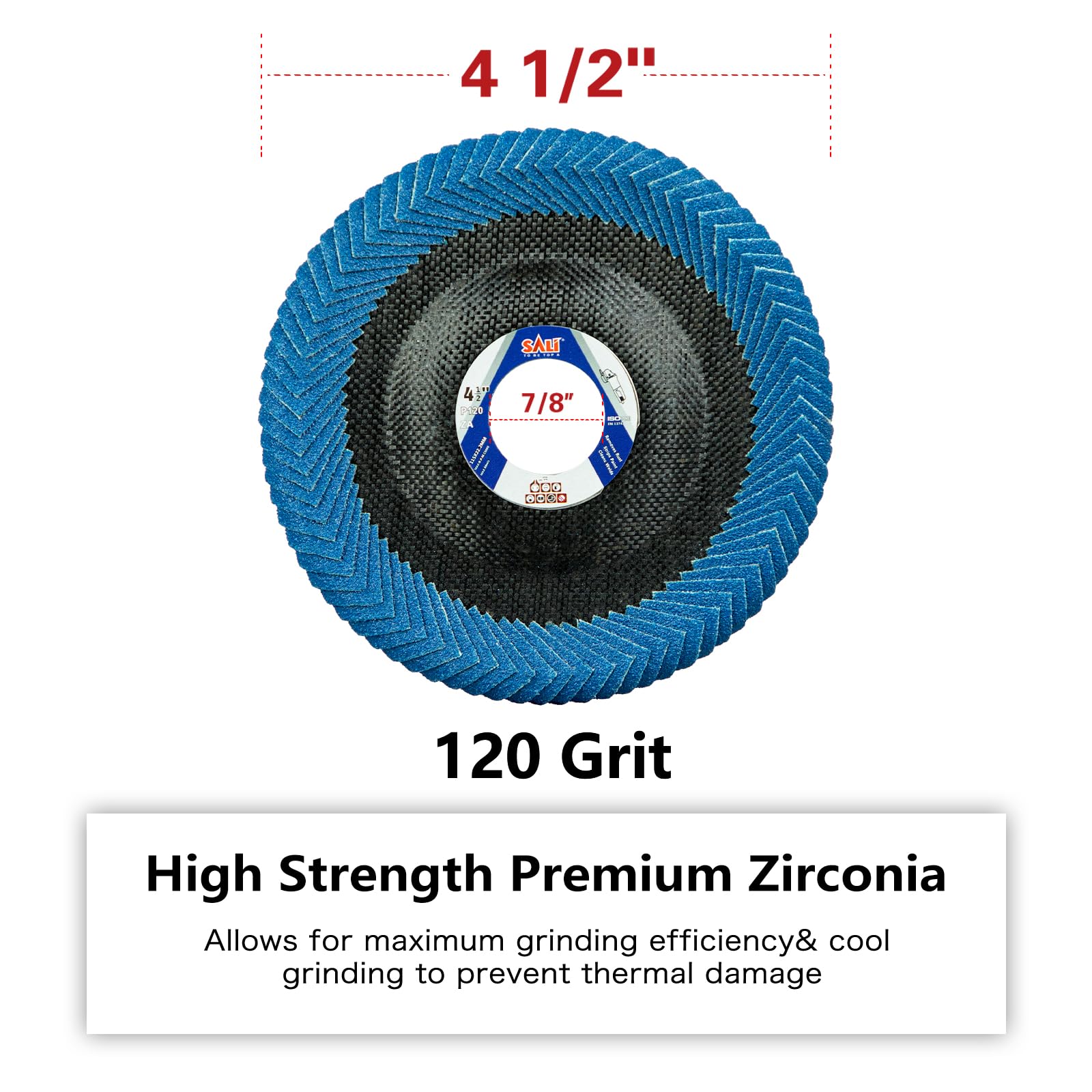 50 Pack 4 1/2 Inch Flap Discs - Calcined Alumina T29 Grinding Wheels, 40 Grit, For Metal, Stainless, Wood