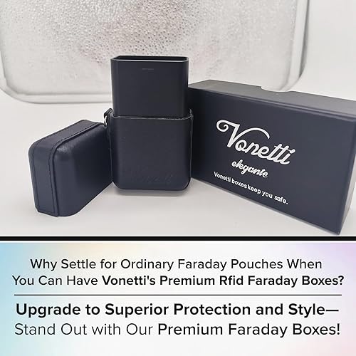 Miniatura 9 de VONETTI Elegante Faraday - Caja para llaves de coche, bolsa antirrobo de bloqueo de señal de coche, protector de llavero de entrada sin llave RFID y