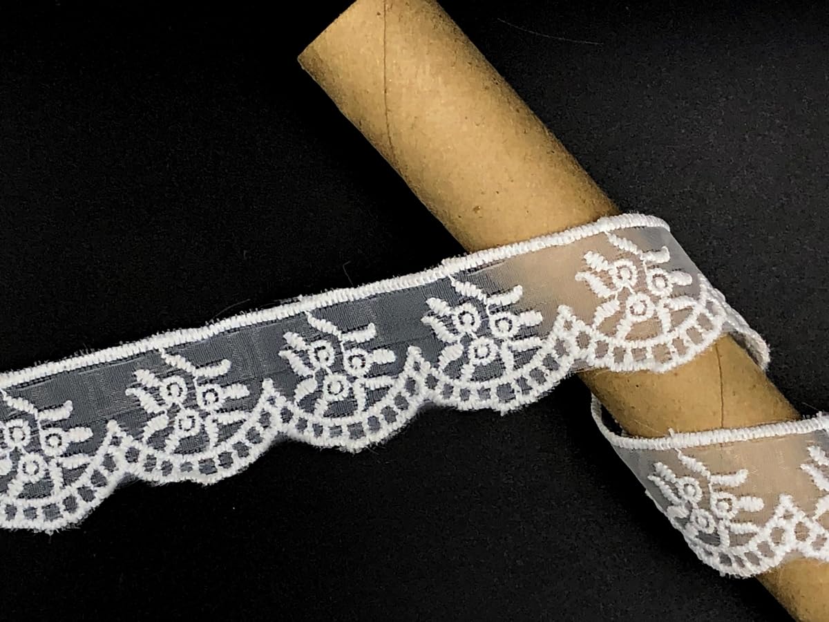 ORIENT LACE CRAFT White Organza lace and Border Material for Suits