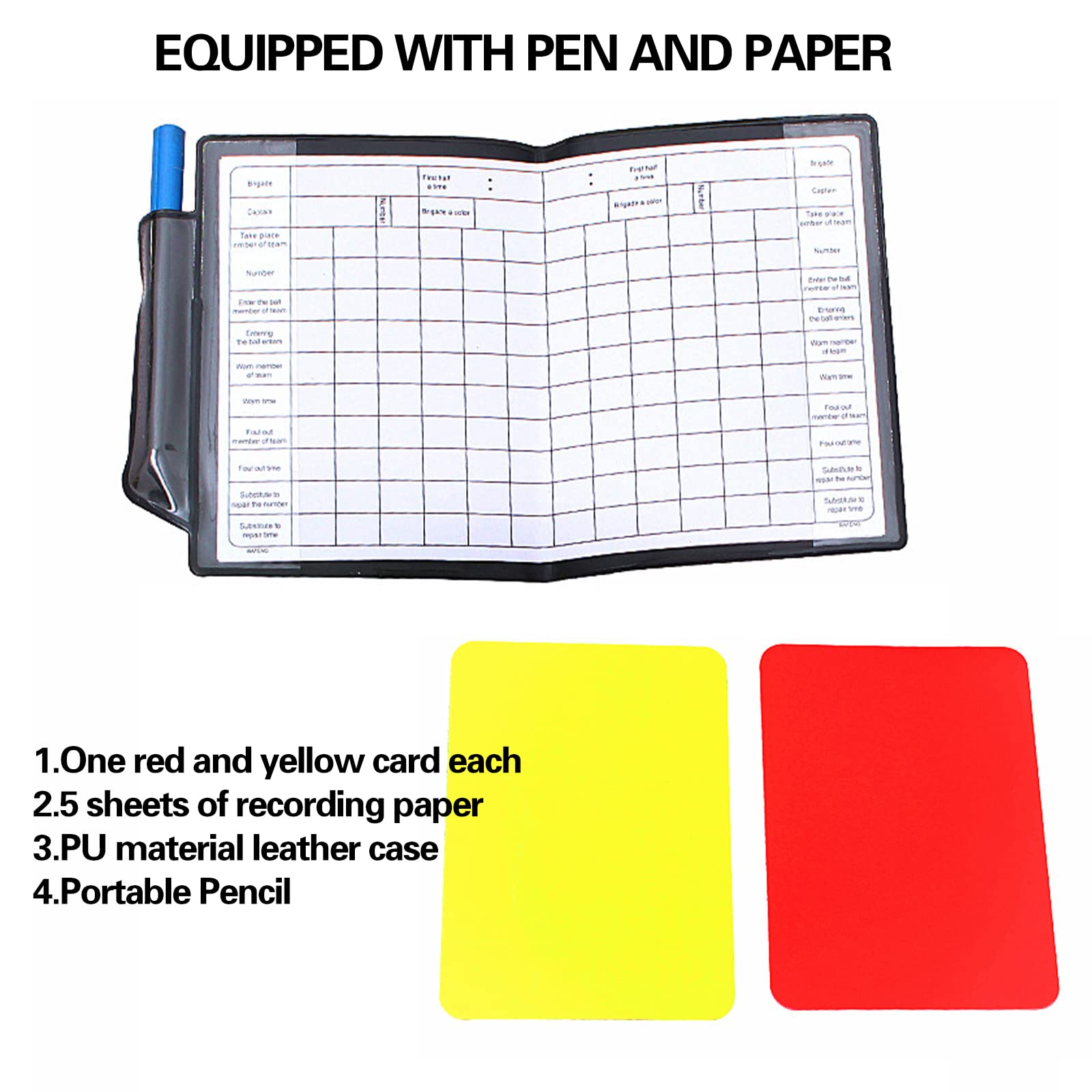 Cartellini Arbitro Calcio, Set di Carta Arbitro, Cartellini Arbitro Calcio, Cartellini Rossi E Gialli, Carte da Arbitro Sportivo, con Taccuino Arbitro, Matita, per Allenatori, Arbitri, Insegnanti