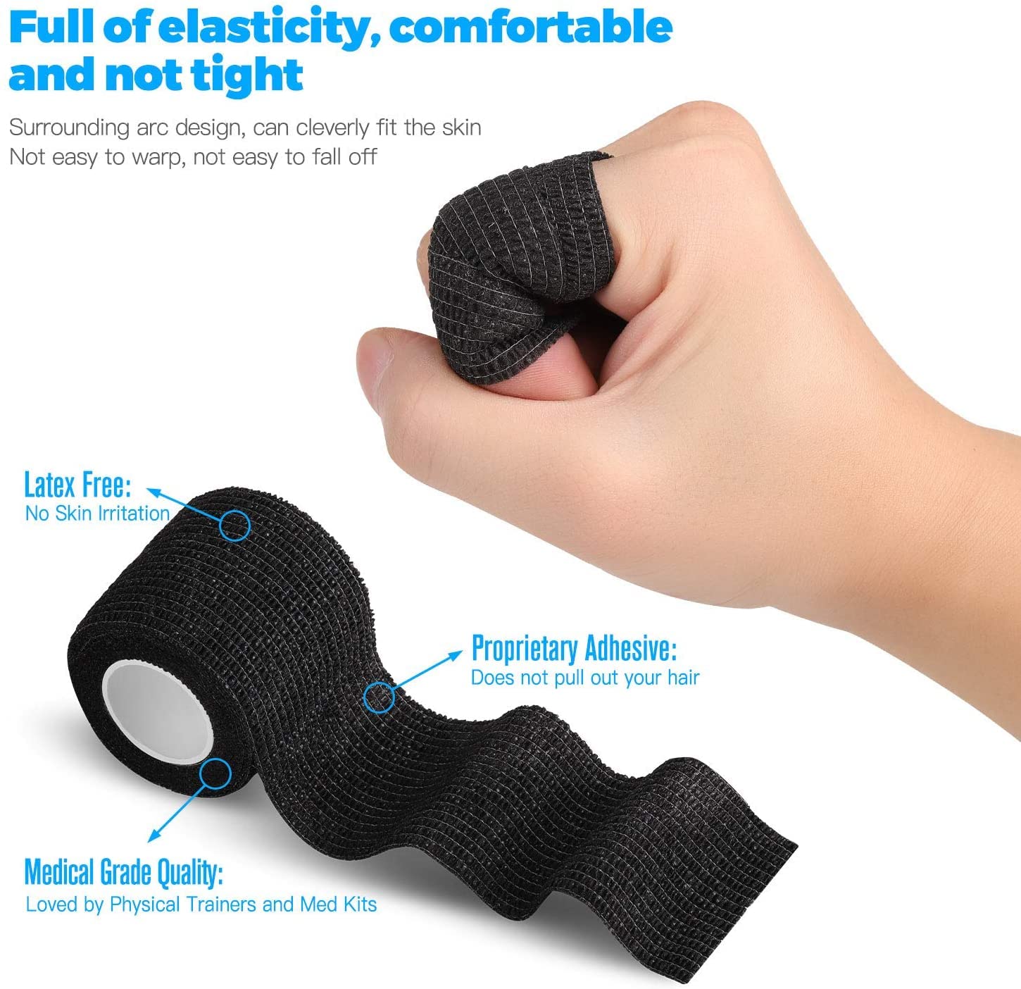 20 Pezzi 5 cm Benda Autoadesiva Wrap Non Tessuto, Lesioni Sportive, Polso, Distorsioni Della Caviglia e Gonfiore-Fluorescenza Arancione, 4,5 m di Lunghezza