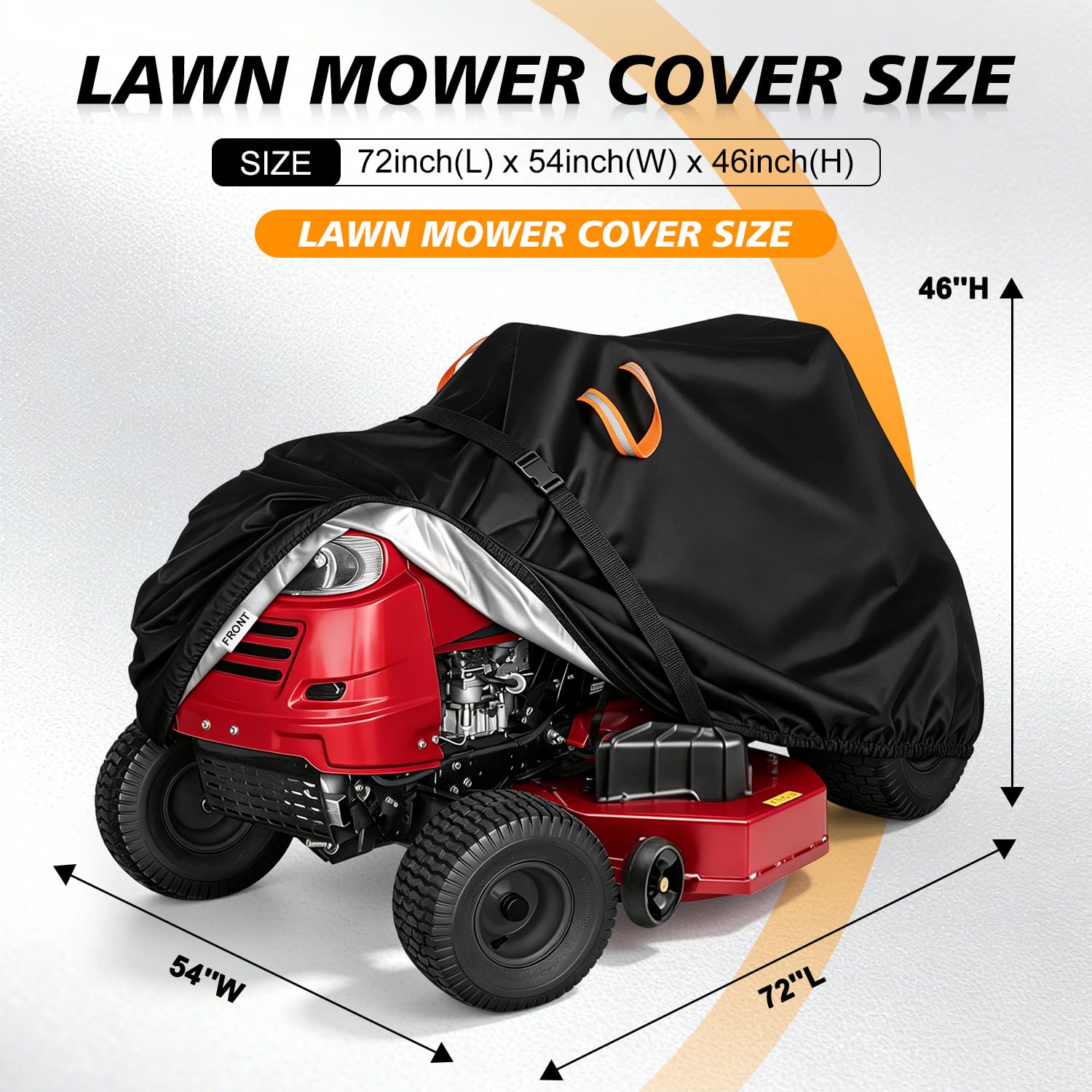 Fundas para cortacésped impermeables al aire libre, poliéster 600D resistente a los rayos UV 600D, se adapta a cubiertas de hasta 54 pulgadas, cubierta para cortacésped, accesorios de