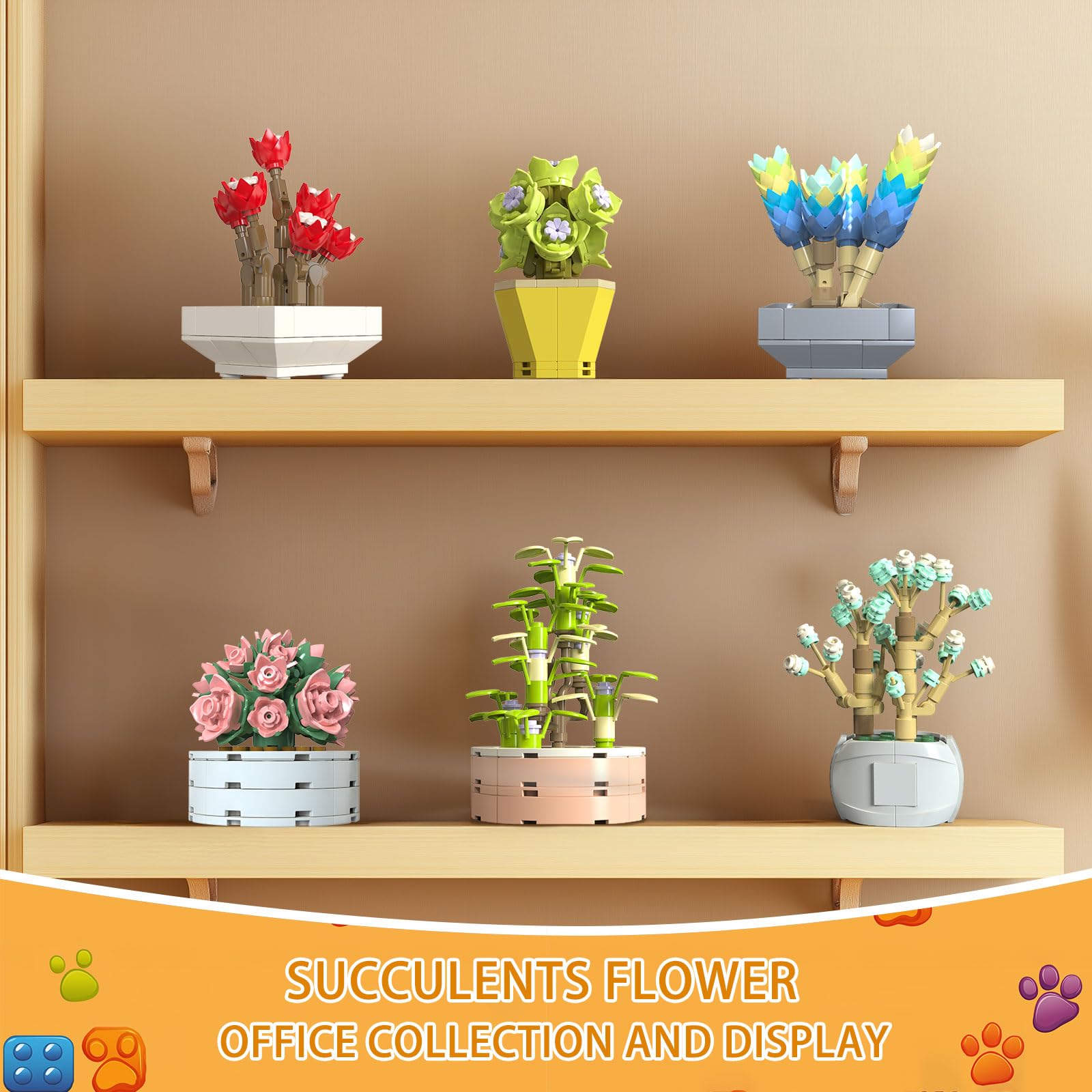 Brihappen Succulent Building Block Set for Adults Flowers Plants Blocks Building Sets for Office & Room Decor - Image 4