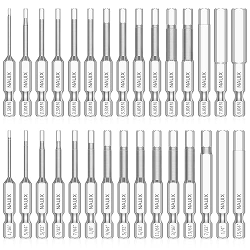30 Piece Hex Head Allen Wrench Drill Bit Set, 1/4
