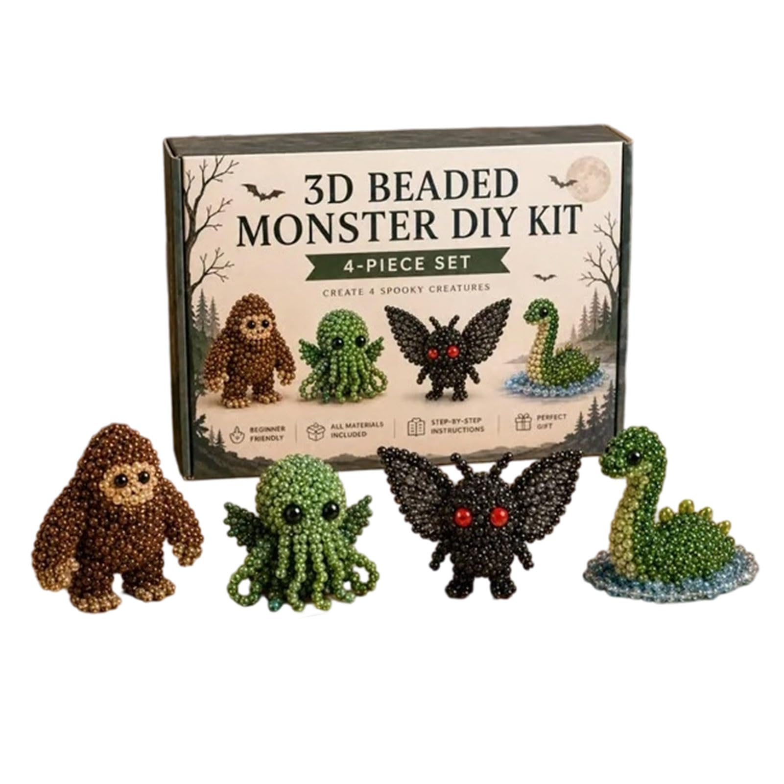 Pasisuu Bead Embroidery Kit – Beginner 3D Octopus Bead Craft Set with Pre-Sorted Glass Beads, DIY Marine-Themed Beadwork Project E
