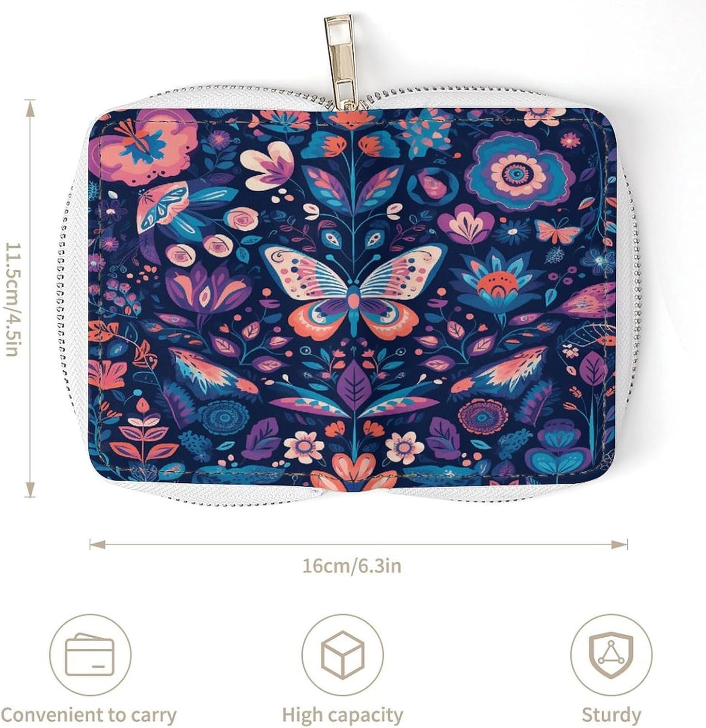 Butterfly And Leaves Card Holder RFID Blocking,Credit Card Wallet for Women And Men,Card Case Organizer Bag with Zipper