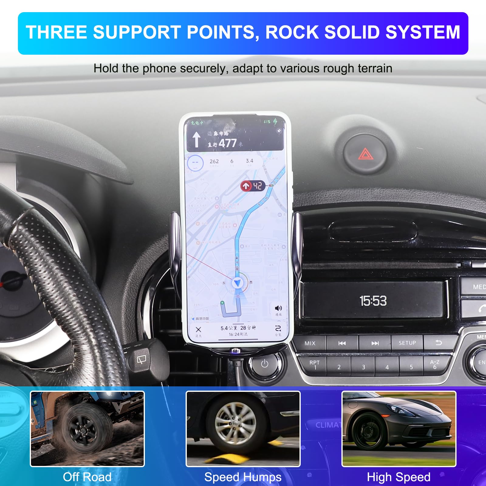 Supporto per cellulare auto, girevole a 360 gradi, compatibile con Nissan Juke (F15)/Infiniti ESQ (2011-2019), supporto universale a testa sferica con morsetto di ventilazione (sezione D)