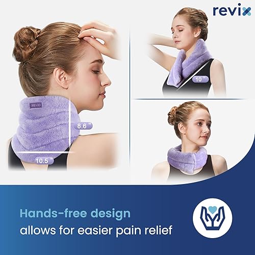 Miniatura 7 de REVIX Almohadilla térmica para el cuello para microondas, con calor húmedo para estrés, calentador de cuello para microondas para mujer, paquete