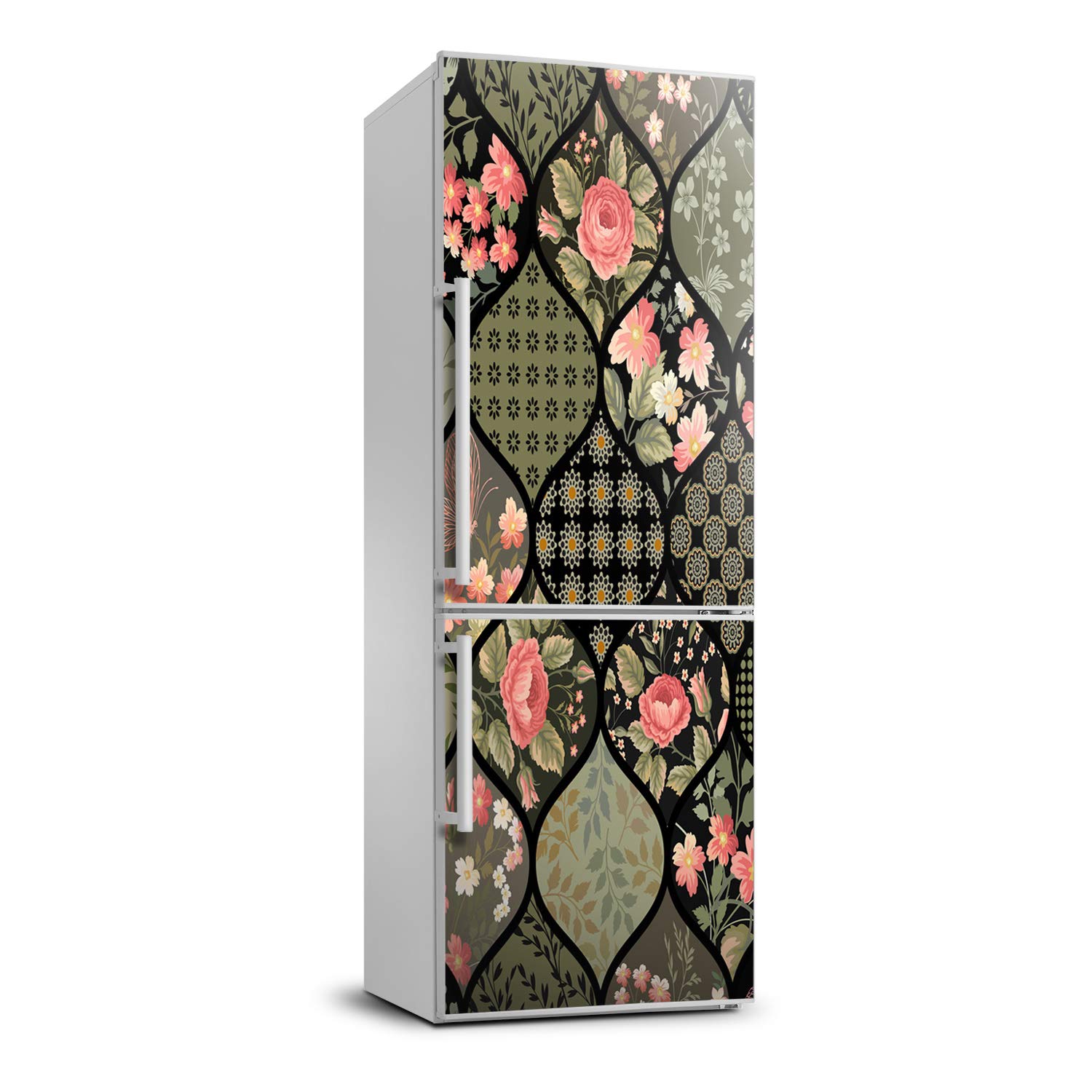Pegatina de nevera autoadhesiva lavable y resistente de 60x180 cm con flores