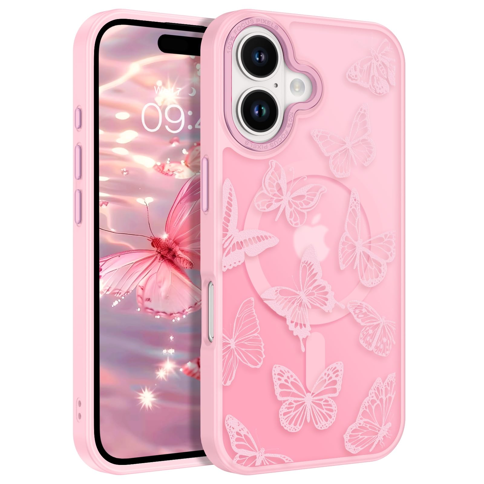 Coque iPhone 16 Plus rigide et douce motif papillon pour éviter les rayures - 8
