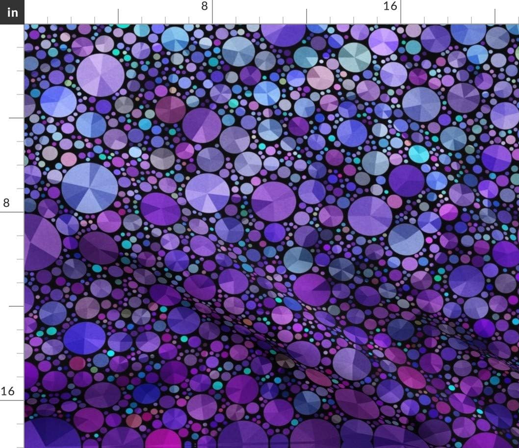 Spoonflower Fabric - Purple Circles Shapes Black Geometric Abstract Love Printed on Petal Signature Cotton Fabric by The Yard - Sewing Quilting Apparel Crafts Decor