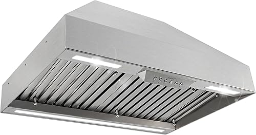 Akicon Campana extractora de 30 pulgadas, 600 CFM con 4 velocidades, campana de estufa de conducto ultra silenciosa, luces LED de 3CCT y filtros