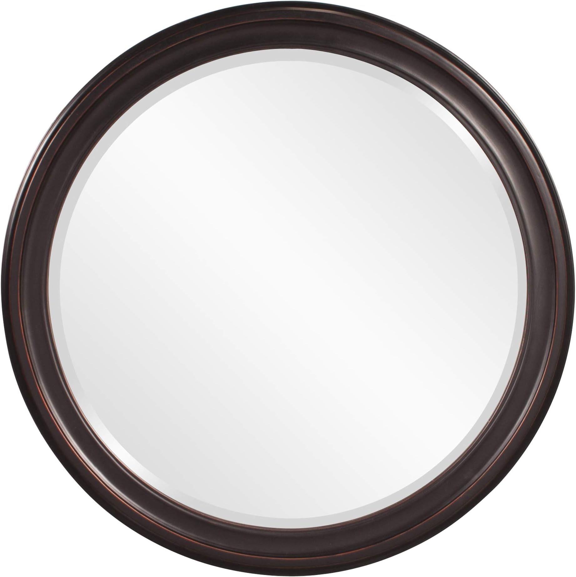 Howard Elliott Collection George Round Oil Rubbed Bronze Wall Mirror, Bevelled Vintage Hanging Wood Framed Vanity Mirrors for Home Decor, Living Room, Bathroom, Bedroom, or Hallway, 36 Inch Round