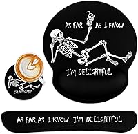 Vista 1 de Britimes Skull Skeleton Black Ergonomic Mouse Pad Set with Wrist Rest Non-Slip Rubber Base Wrist Cushion Support and Coasters Mousepad with Wrist