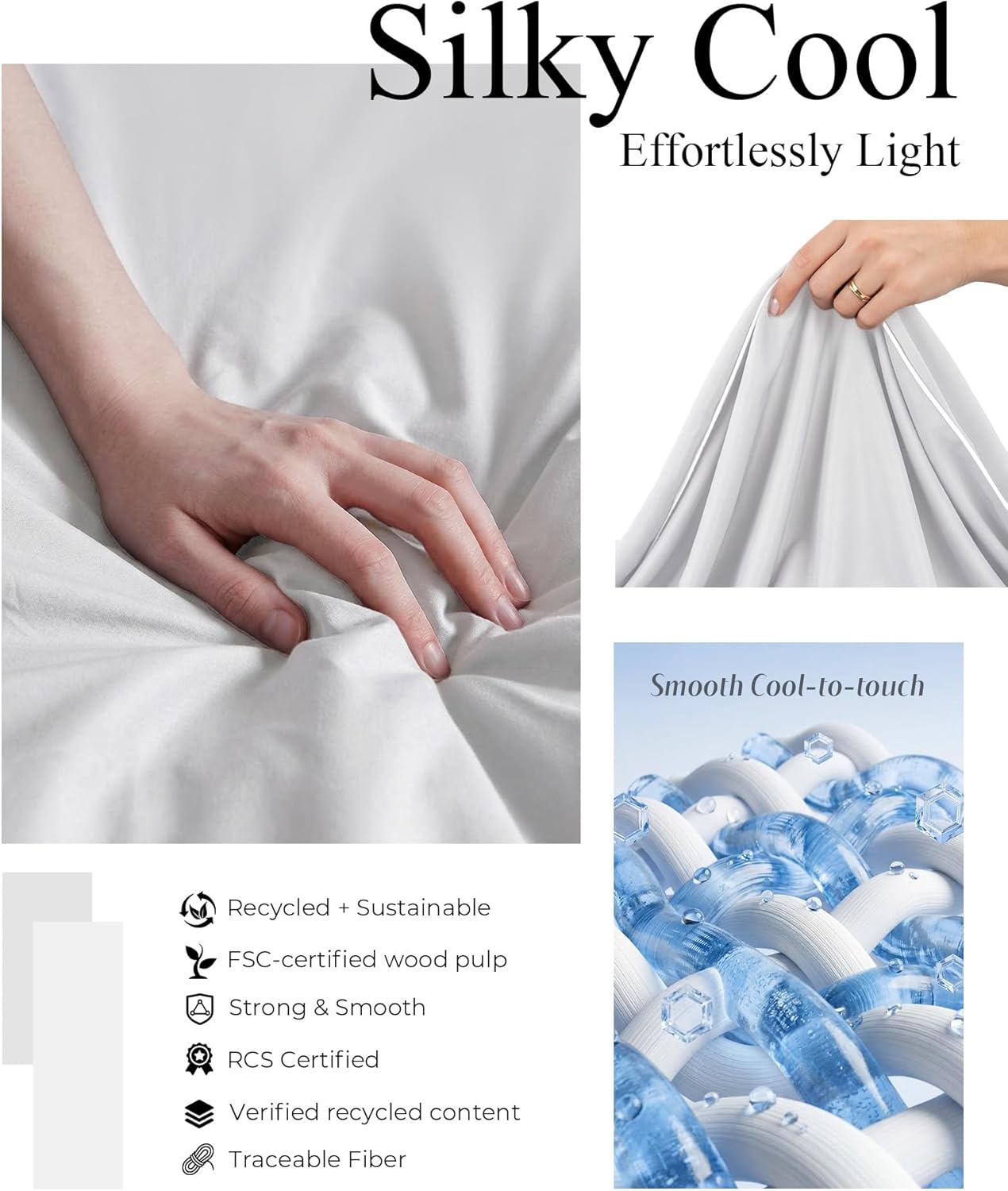 Cooling Comforter, Lightweight Comforter for Hot Sleepers, All Season Cooling Blanket for Night Sweats, Down Alternative Duvet Insert, Blanket for Night Sweats, Queen - 90"x90"(Ivory)