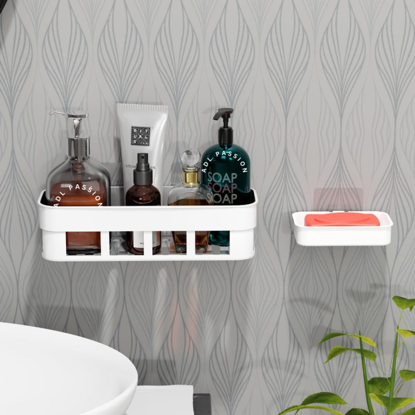 ADL PASSION White Plastic Wall Mounted Self Adhesive Bathroom Shelf for Wall/Self Adhesive Bathroom Shelf/Self Adhesive Shelf with Soap Dish for Bathroom & Kitchen (B0C2QC7978) Amazon Price History, Amazon Price Tracker