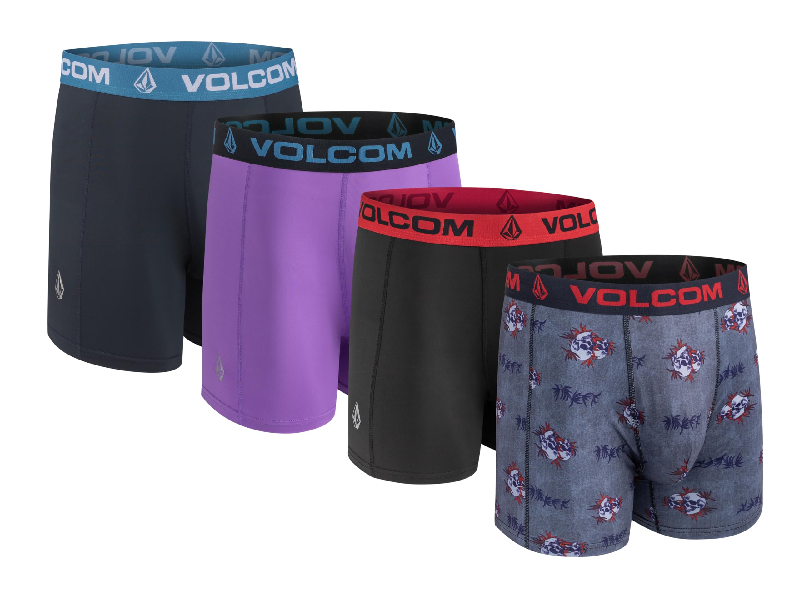 Volcom Mens Boxer Briefs 4 Pack Poly Spandex Performance Boxer Briefs Underwear