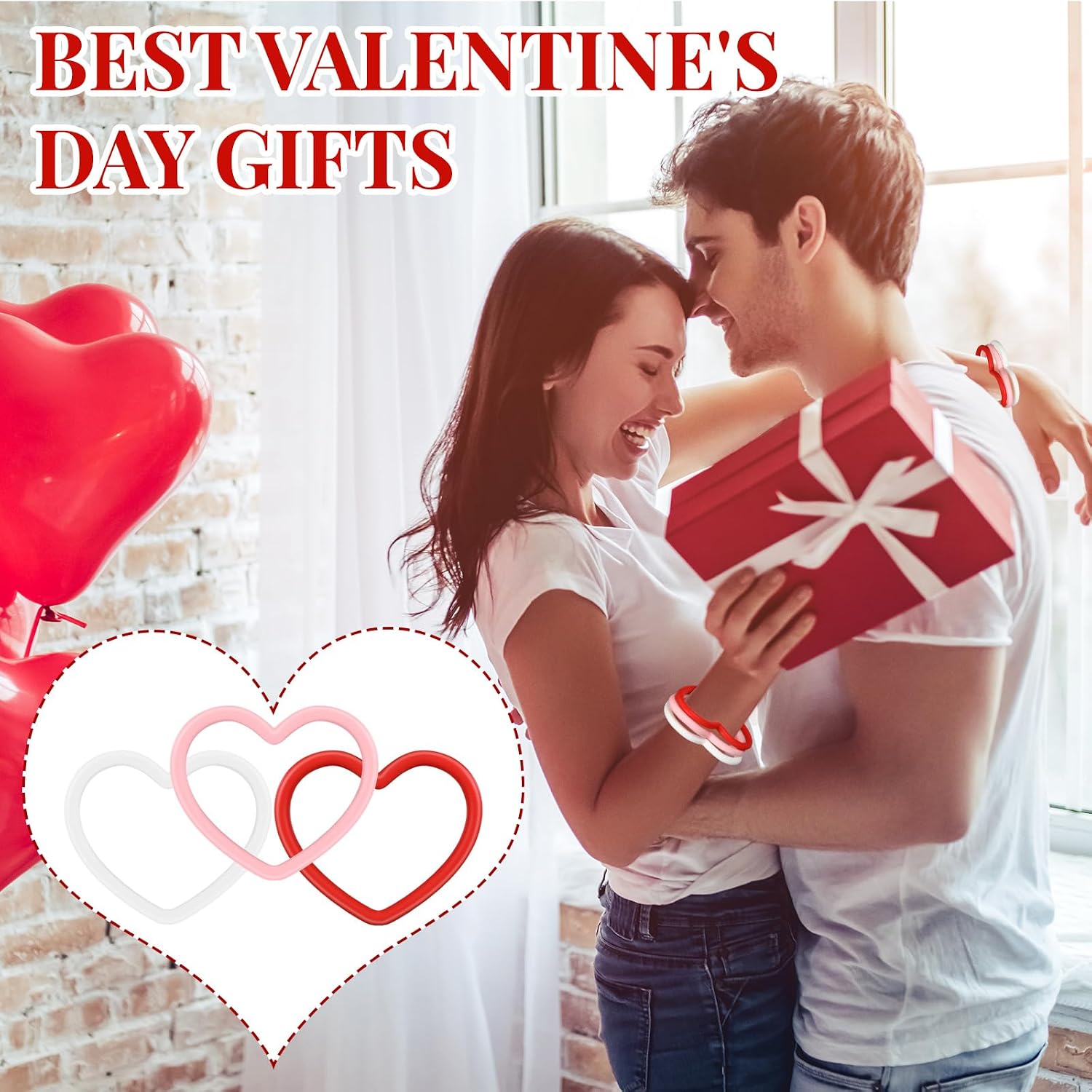 Vinsot 24 Pcs Heart Shaped Bracelets Silicone Heart Bracelets Rubber Love Wristbands Gift Accessories Wedding Summer Fun Party Supplies
