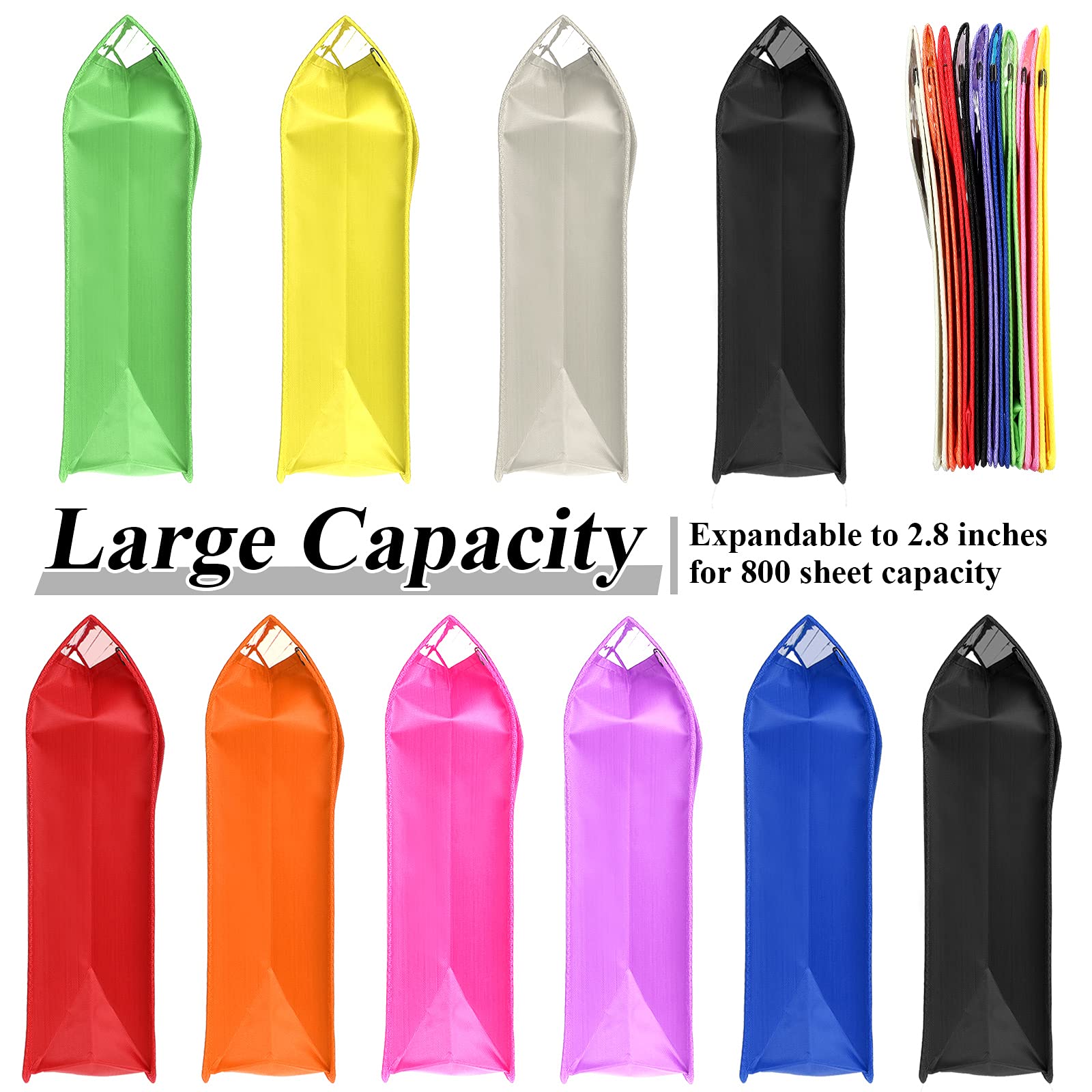 10 sztuk plastikowych teczek na dokumenty B4, koperta, rozszerzany organizer na dokumenty, teczka z zapięciem zatrzaskowym i kieszenią, wodoodporna, przezroczysta torba na dokumenty do szkoły biura (wielokolorowa, pozioma)