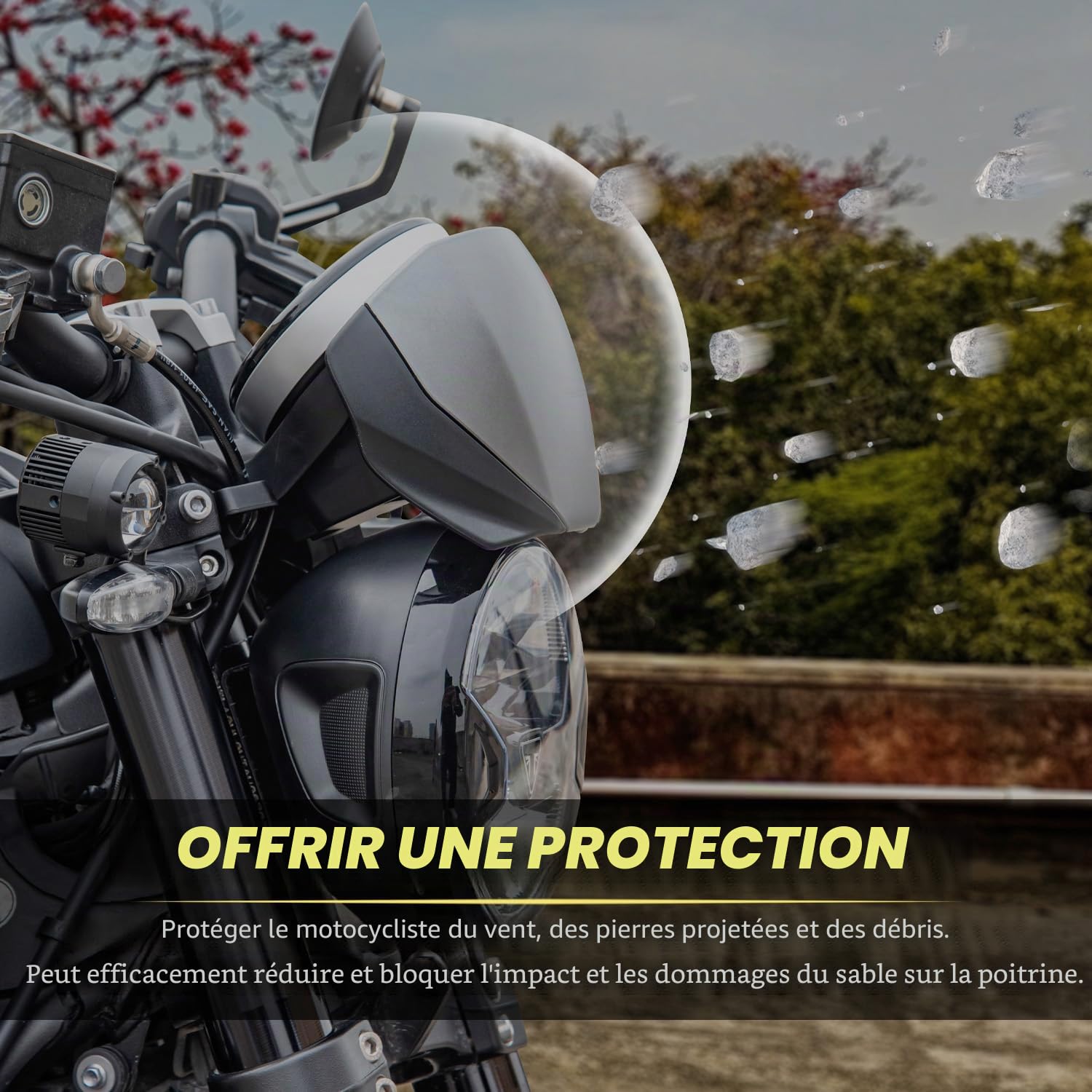Protecteur de visière d'écran avant de moto Nouveau pare-brise Flyscreen Déflecteur de vent Compatible avec T-riumph Trident 660 2021 2022 2023 (Noir)