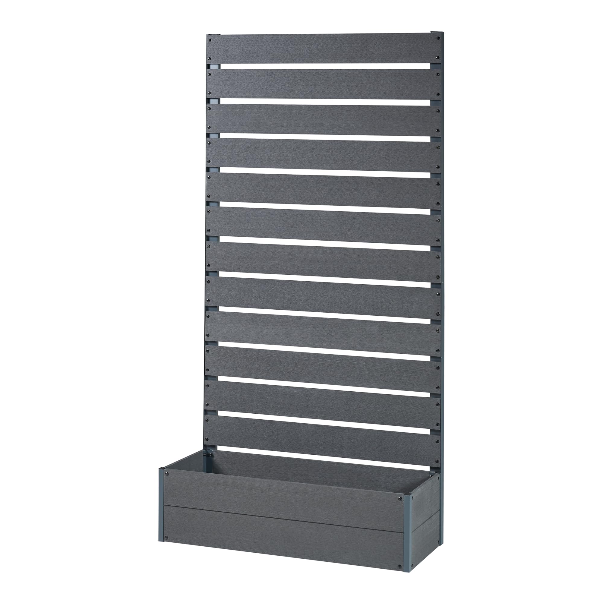 [en.casa] Fioriera con Spalliera in WPC Pannello Divisorio con Cassetta Portapiante Fioriera Separè da Terrazza Balcone 180 x 90 x 38 cm Grigio