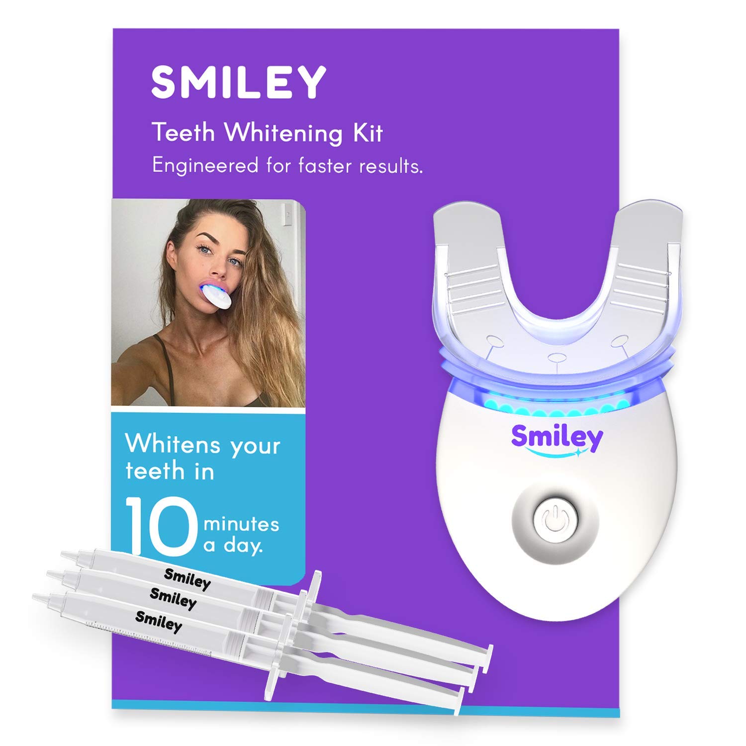 Smiley Teeth Whitening Kit, Crystal Clear Teeth Whitening Gel (3 Pack). Clinically Approved. Money Back Guaranteed.