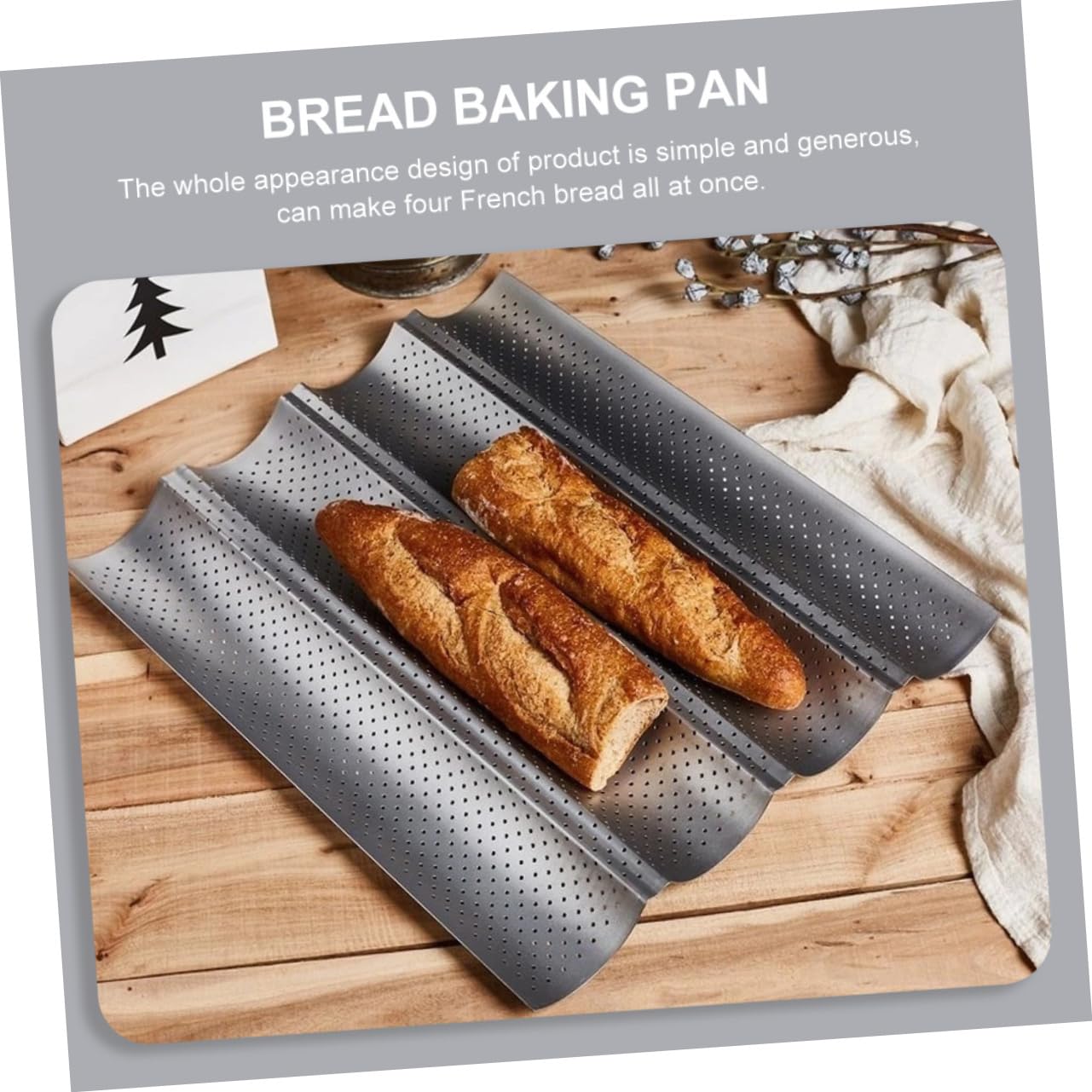 SOLUSTRE Non-stick Baking Mold Sturdy Carbon Steel 4-slot Bread Baking Pan Easy to Use French Bread Maker