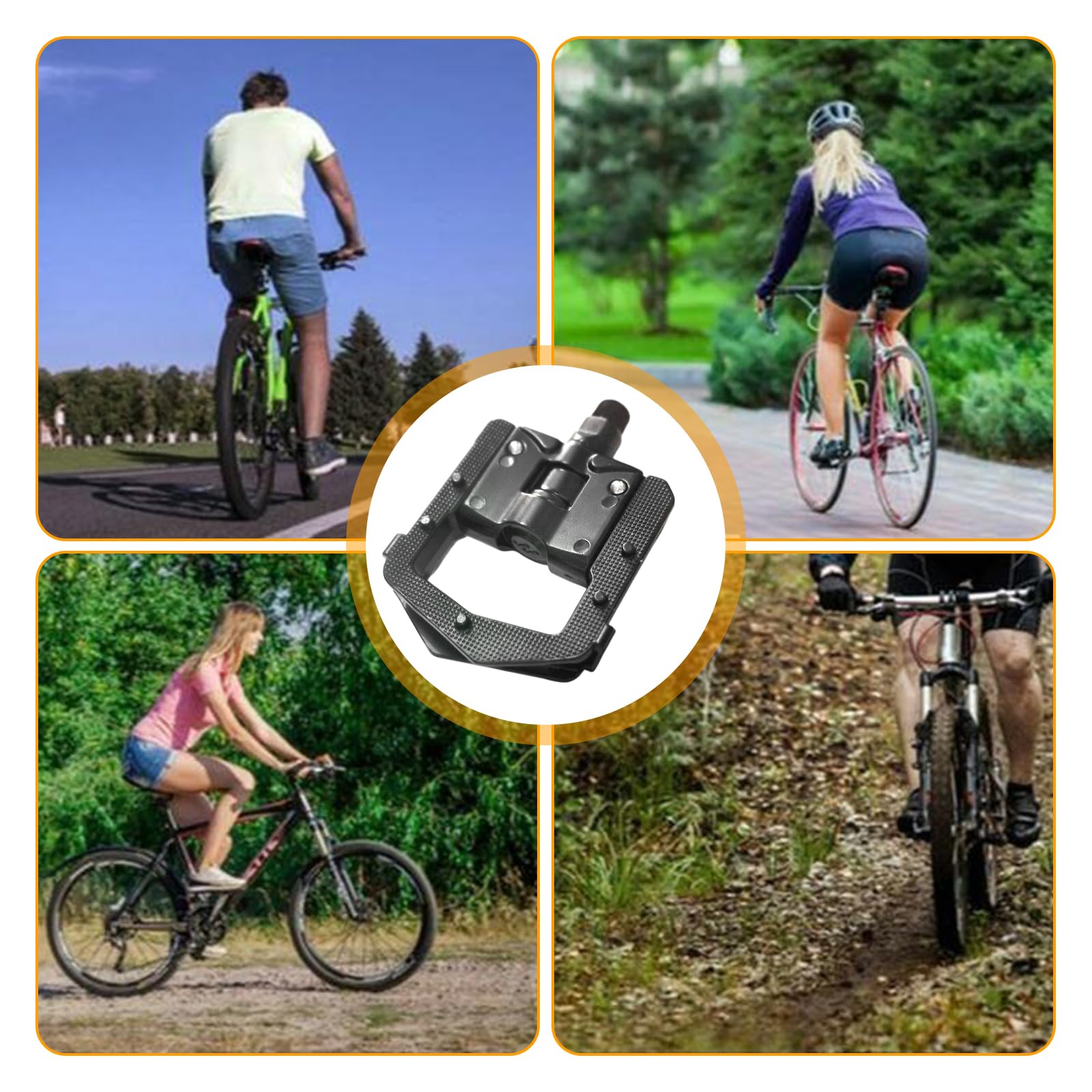 Pedali per Bicicletta Pieghevoli, Set di Pedali 9/16", Pedali Antiscivolo Pieghevoli per Bicicletta, Pedali per Bicicletta Impermeabili con Riflettori, Pedali per Trekking per Pedelec, MTB