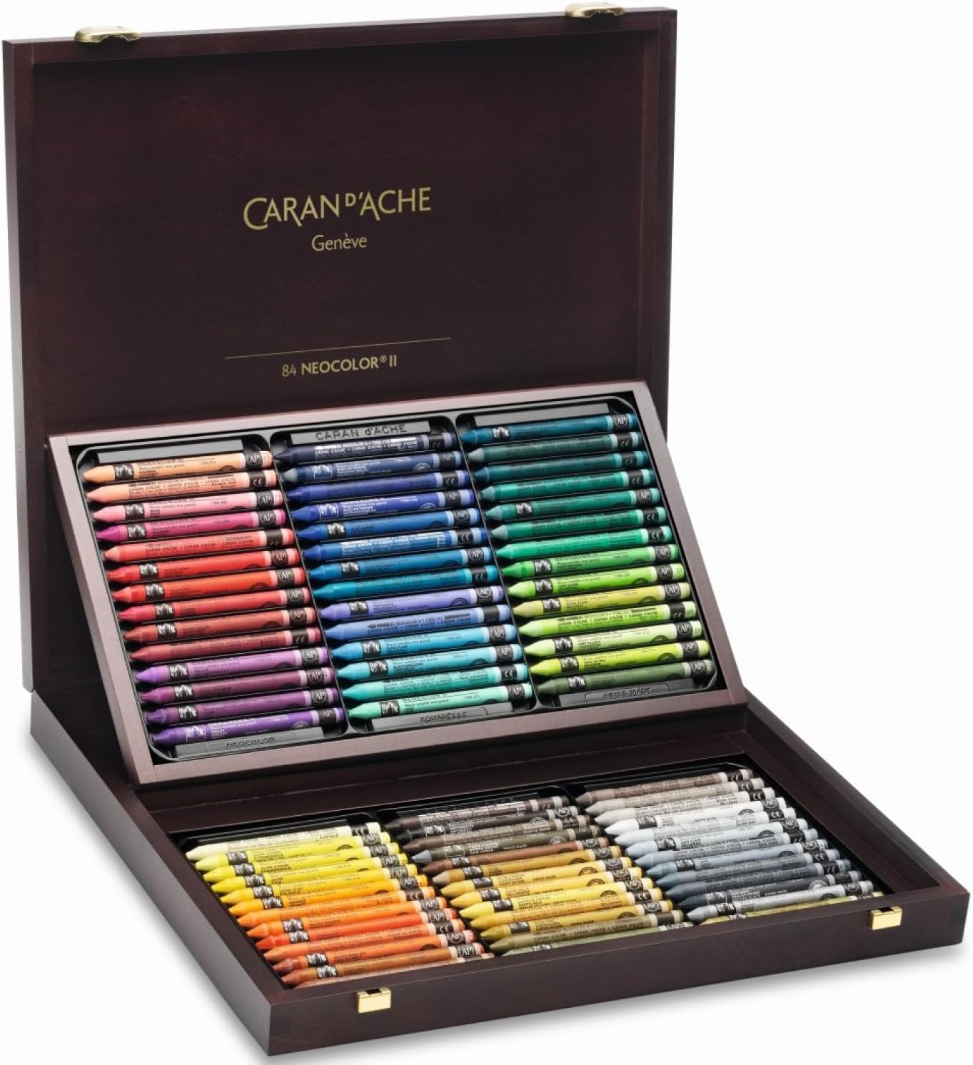 Caran d'Ache Neocolor II Water-Soluble Pastels, Wooden Gift Box - 84 Colors
