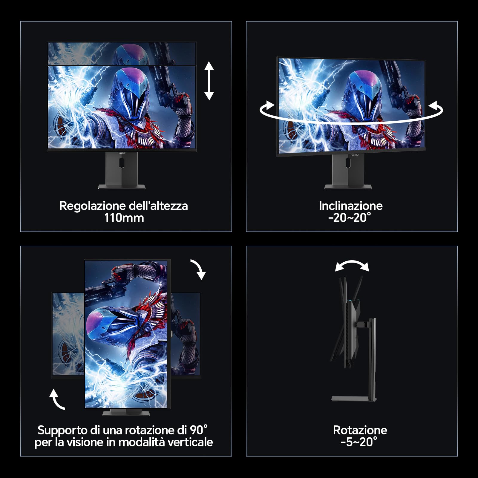 KOORUI S2721XO 27 Pollici Gaming Monitor, QHD 1440p Computer Monitors 2k, QD-OLED, UHD 240Hz, 0.03ms, HDMI(2.0)*2, Sync Adaptive Tecnologia, VESA (75mm*75mm), Eye Care, Inclinazione Regolabile