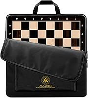 Vista 25 de A&A Tablero de Ajedrez Profesional de Madera de Torneo de 21.25"/Madera de Ébano e Incrustaciones de Arce / Cuadrados de 2.25" con Notación