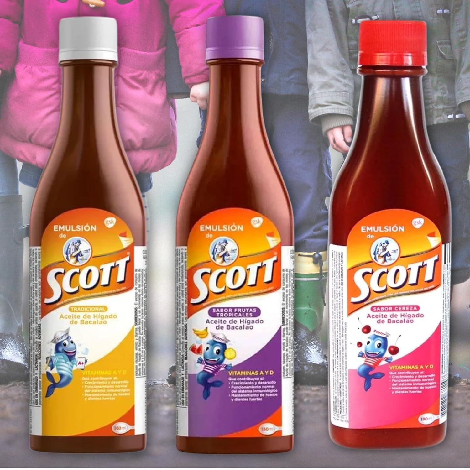 YAHVE - Emulsion de Scott Aceite de hígado de bacalao sabor tradicional Pack de 2 de 6.1 fl oz - 180 ml - Suplemento dietético para niños con vitamina A y Calcio.