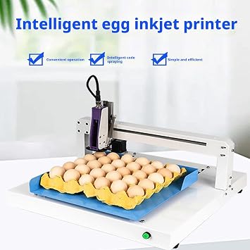 Egg Inkjet Printer, Egg Inkjet Continuous Coding Machine with Automatic Pop-Up Device, Intelligent Date Number Printing Machine with Counting Function, for Production Date/Time/Logo