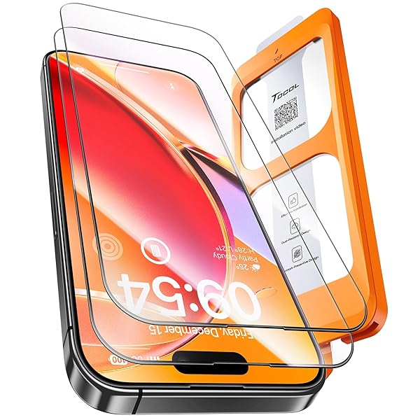TOCOL for iPhone 16 Pro Max Screen Protector, 9H Hardness Military Grade Shatterproof HD Tempered Glass Full Coverage Easy Installation Case Friendly 2 Pack