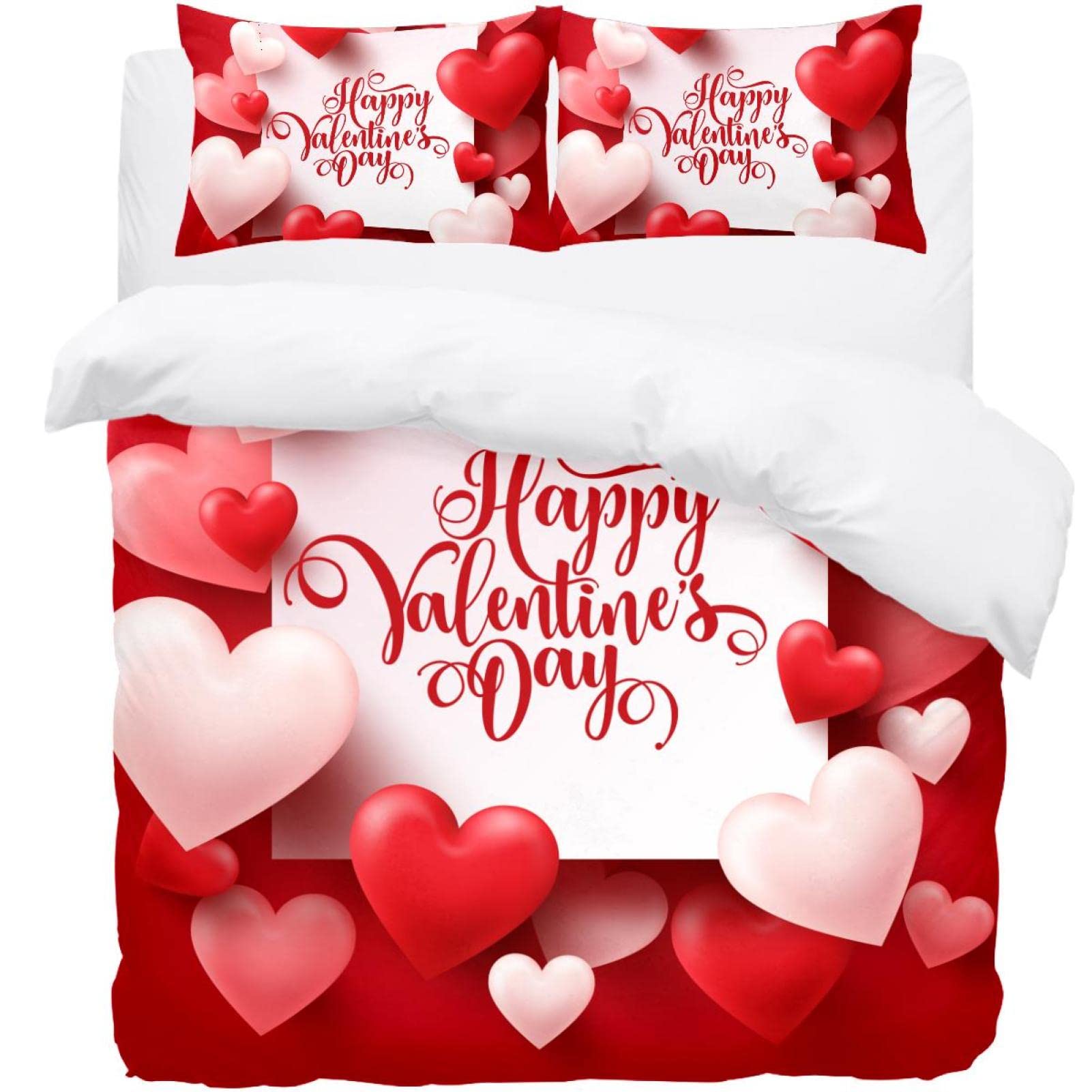 Parure de lit Happy Valentine's Day : housse de couette thermique et douce pour hiver