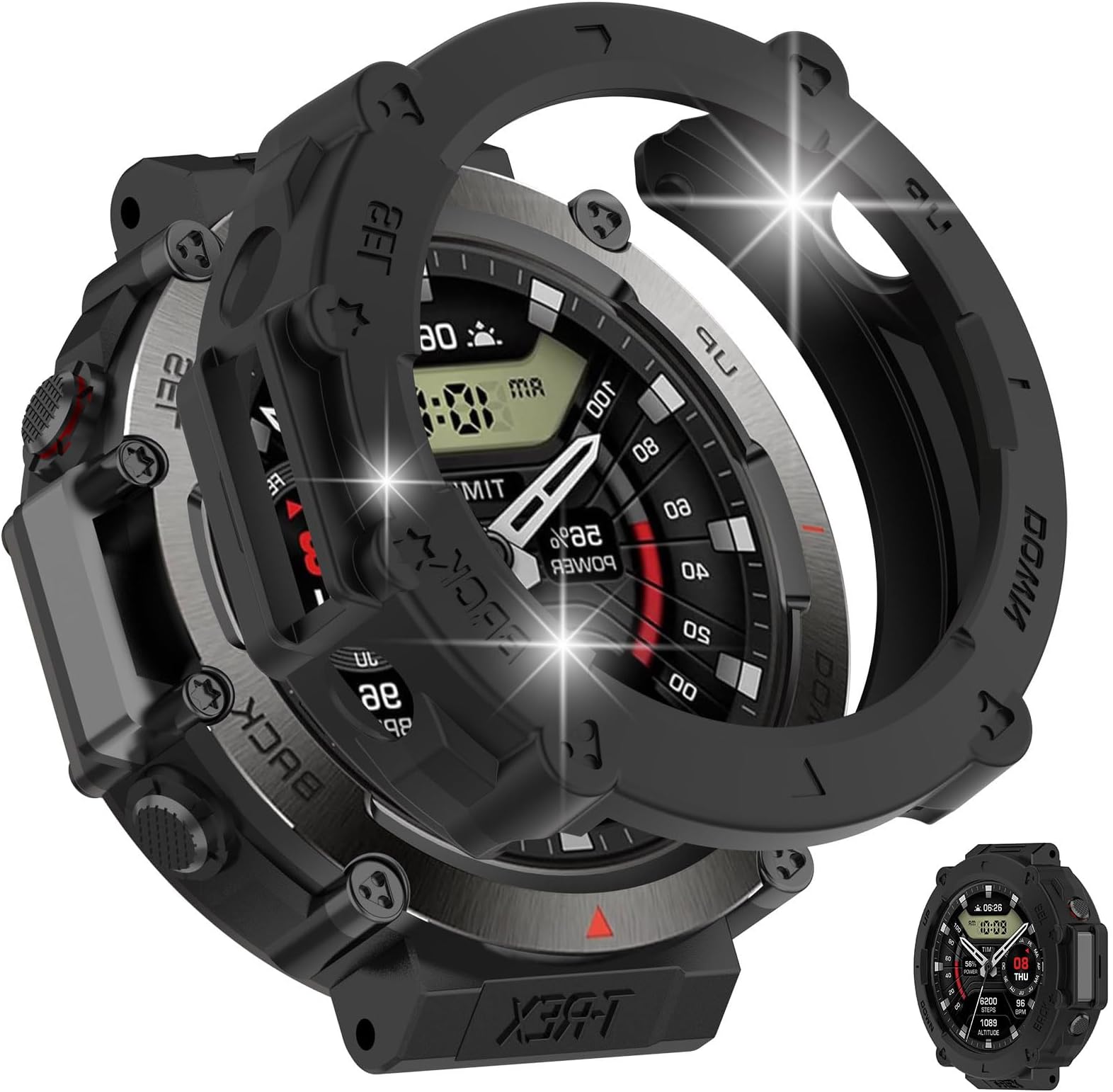 Miimall Case Compatible with Amazfit T-Rex Ultra Case Cover, Shockproof Anti-Scratch Bumper Shell Ultra-Thin Slim Soft TPU Bezel Protective Case for Amazfit T-Rex Ultra Smartwatch Accessories (Black)