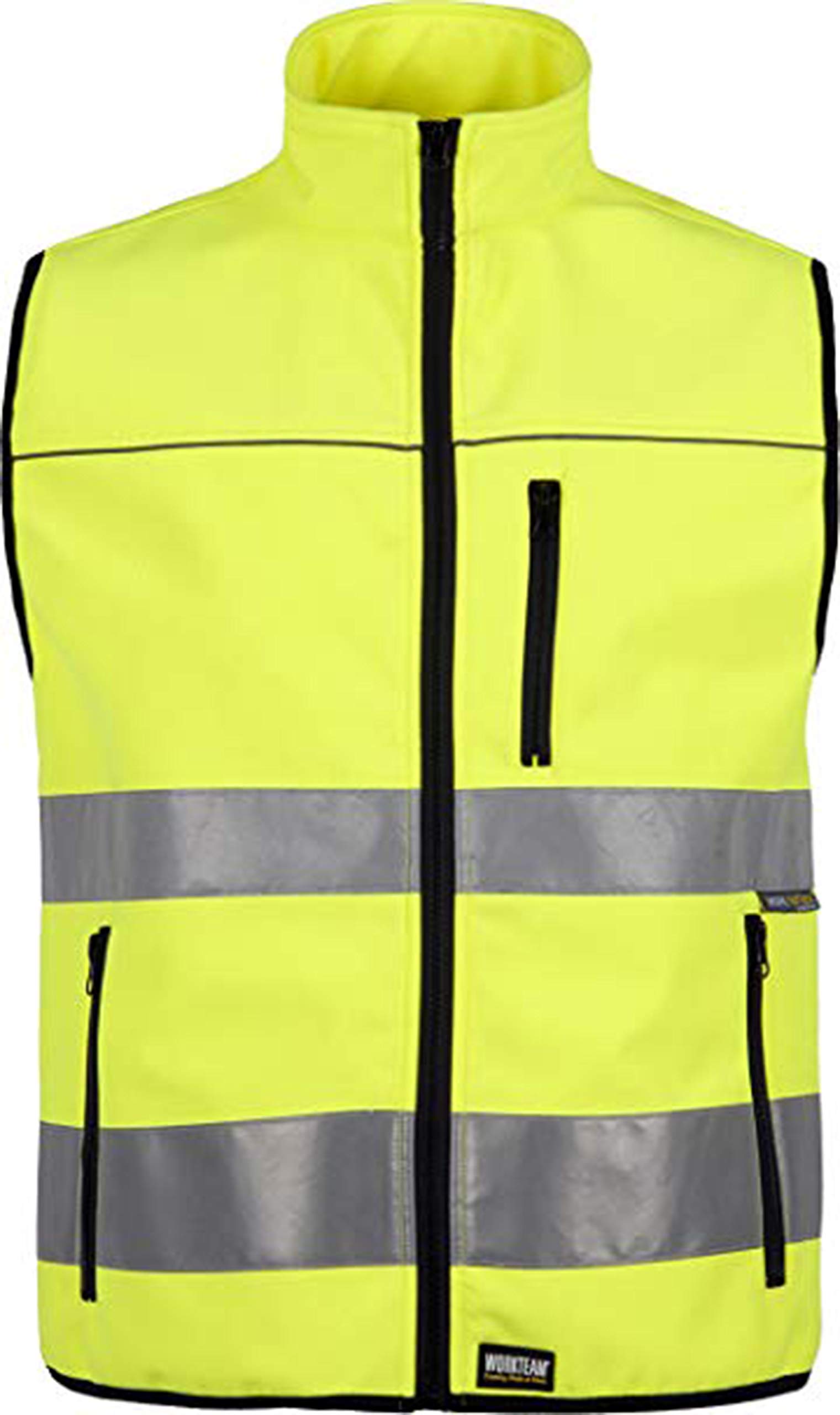 Work Team Chaleco workshell de Alta Visibilidad, Cintas Reflectantes de Diferentes tamaños. EN ISO 20471:2013 Hombre Amarillo A.V. XXL