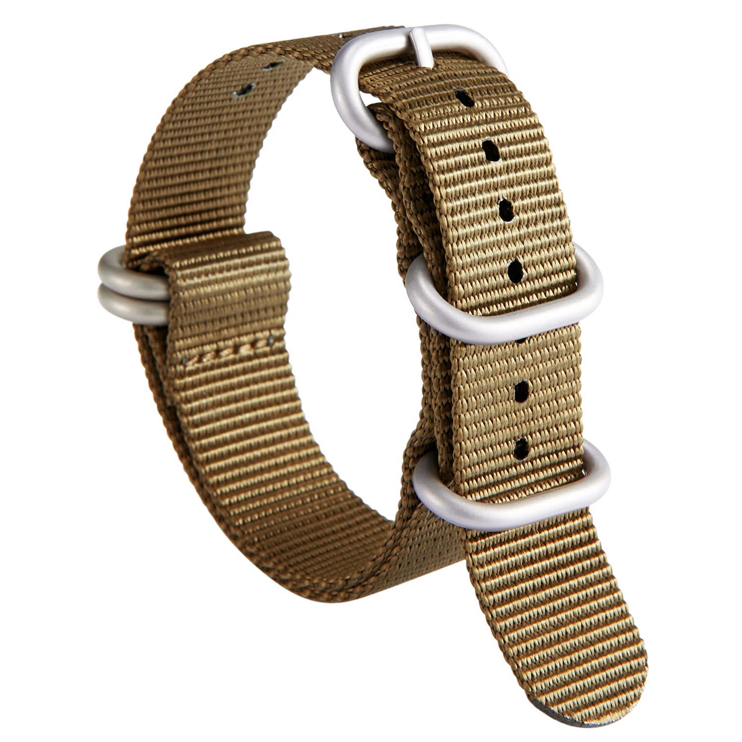 Nylon Watch Strap, Multicolor Watch Bands Replacement for Men Women 18mm 19mm 20mm 21mm 22mm 23mm 24mm G10 Premium Ballistic with Military Heavy Duty 5 Rings Silver/Black Stainless Steel Buckle — view 23