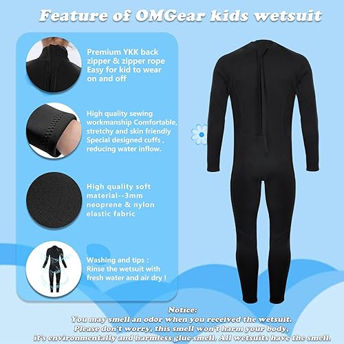 Miniatura 3 de OMGear Traje de neopreno térmico para niños de 0.118 pulgadas (0.118 in) para niños y niñas, jóvenes, traje húmedo para agua fría, traje de buceo de